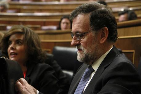 15/03/2017. Rajoy informa sobre el Consejo Europeo. El presidente del Gobierno, Mariano Rajoy, y la vicepresidenta, Soraya Saénz de Santamar...